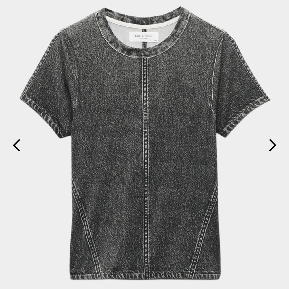 NWT Rag & Bone Miramar Jersey Baby Tee in Washed Black, Size XS MSRP $188